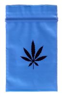 100 Zip-Bags 60 x 80 mm, blue with hemp leaf