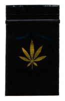 100 Zip-Bags 60 x 80 mm black with hemp leaf