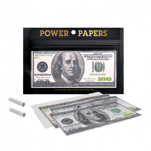 Rolling papers 100 Dollar with filter tips - Display of 12 pcs.