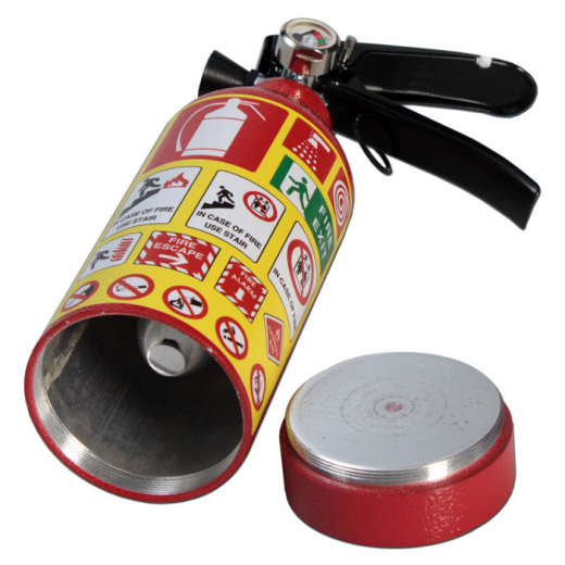 Hand-held extinguisher with secret compartment