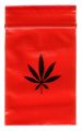 100 Zip-Bags 60 x 80 mm, red with hemp leaf